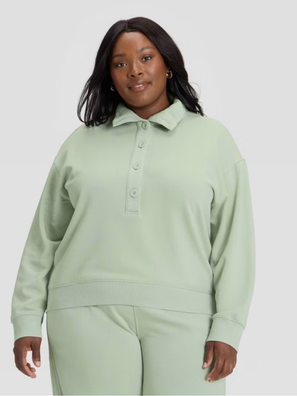 NWOT- Women Button-Front Pullover Sweatshirt